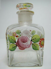 Load image into Gallery viewer, Antique BAY RUM Apothecary Drug Store Square Glass Bottle Hand Painted Jar
