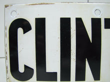 Load image into Gallery viewer, CLINTON Old Porcelain Railroad Train Station Town Sign NELKE-PORCELAIN METALS NY
