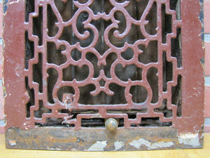 TOMBSTONE GRATE VENT WG CREAMER NY Antique 19c Cast Iron Cover Ornate Design