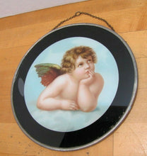 Load image into Gallery viewer, Antique Cherub in Clouds Decorative Arts Reverse Under Glass Design Top Chain
