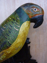 Load image into Gallery viewer, Folk Art Parrot Wooden Carved Decorative Art Bird Perched Mounted on Plaque
