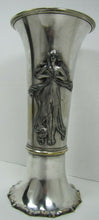 Load image into Gallery viewer, Art Nouveau Vase Lovely Maiden Long Flowing Hair Silver Plate Decorative Arts
