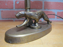 Load image into Gallery viewer, Art Deco Leopard Lamp Desk Student Light Figural Big Cat Prowling Brass Wash
