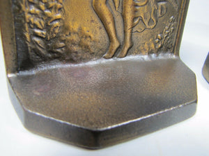 c1928 'THE STORM' CONNECTICUT FOUNDRY Decorative Art Cast Iron Pair Bookends