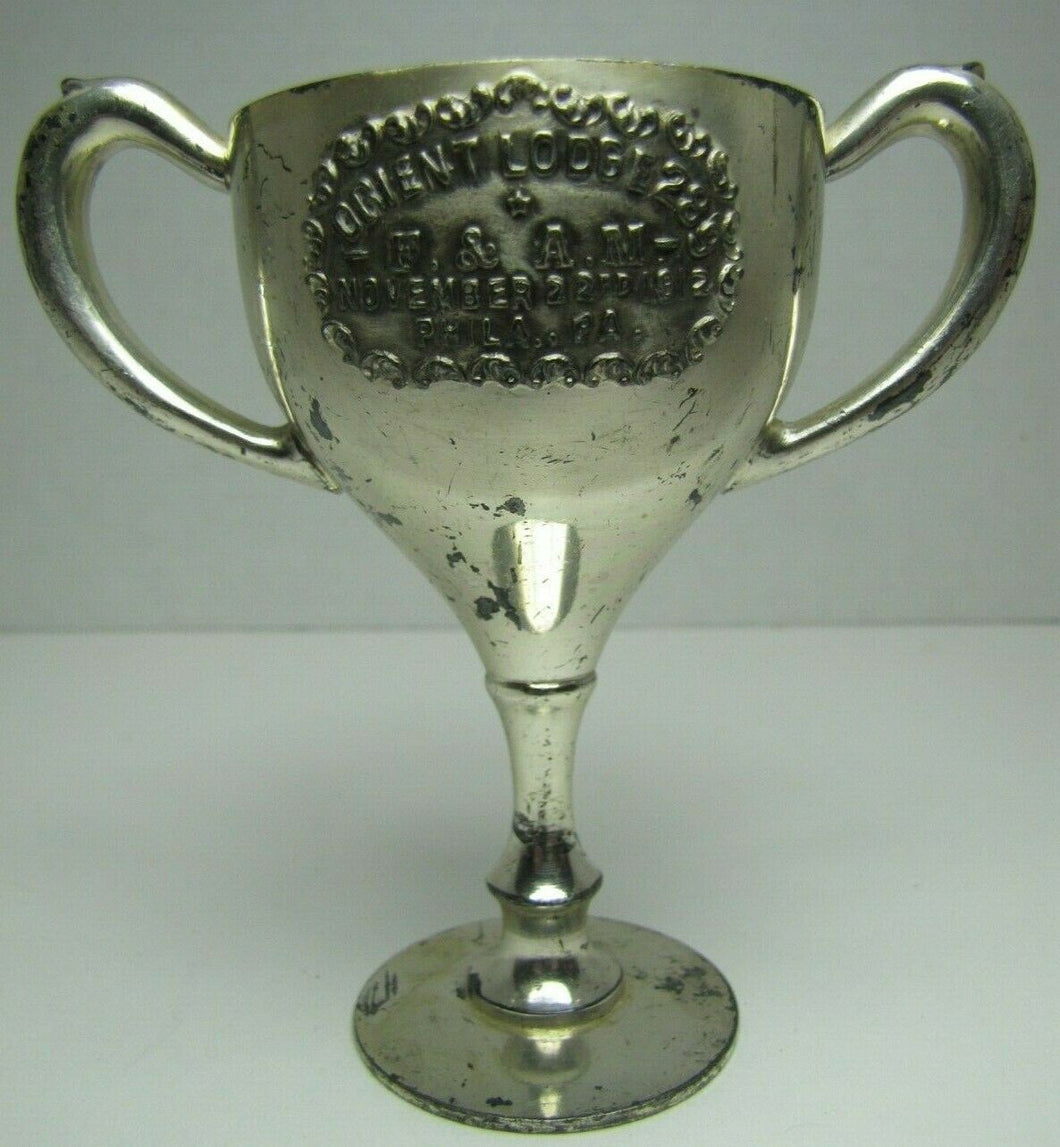 1912 F&AM ORIENTAL LODGE No 289 PHILA PA Antique Masonic Mason Double Handle Cup