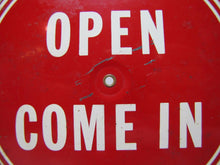 Load image into Gallery viewer, WILL RETURN AT / OPEN COME IN Old Double Sided Store Tin Sign Adjustable Hours
