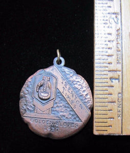 Orig 1937 TRENTON TIMES GOLDEN GLOVES BOXING Medal Medallion ornate design