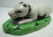 Load image into Gallery viewer, RECUMBENT DOG Decorative Art Statue Figurine lying resting black white dog
