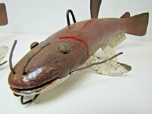 Load image into Gallery viewer, 2 Folk Art Catfish Fishing Decoys RAF Robert Allen Francis Adirondacks NY 1950s
