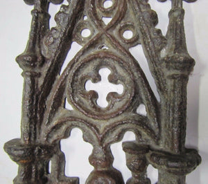 Antique CHURCH Marker Plaque Exquisite MAIDEN CROSS CHALICE Cast Iron Ornamental