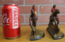 Load image into Gallery viewer, EQUESTRIAN HORSE RIDER LANDSCAPE Old Bookends Figural Cast Iron Detailed
