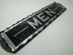MEN Antique Reverse Glass Chip Scalloped Edge Tin Frame Advertising Sign ROG