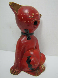 Vtg Mid Century Cat Incense Burner detailed kitty big belly mouth Retro Japan