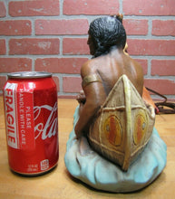 Load image into Gallery viewer, Old Chalkware Native American Indians Canoe Clock Decorative Arts Statue Large
