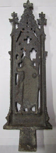 Antique CHURCH Marker Plaque Exquisite MAIDEN CROSS CHALICE Cast Iron Ornamental