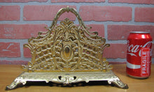 Load image into Gallery viewer, B&amp;H BRADLEY HUBBARD Antique Brass Decorative Arts Letter Holder Magazine Rack
