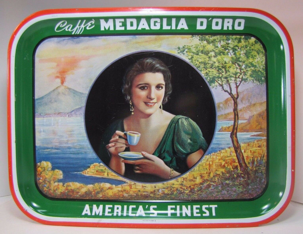 Original Caffe' Medaglia D'Oro COFFEE ESPRESSO Advertising Tray America's Finest