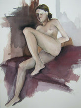 Load image into Gallery viewer, Nude Watercolor Artwork Painting Vintage Female Study 3 Lying Art Paper
