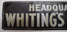 Load image into Gallery viewer, Antique HEADQUATERS WHITING&#39;S BRUSHES Sign Embossed Tin Metal Hardware Store Ad
