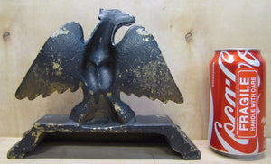 Old Cast Iron Eagle Doorstop spread wings feathers thirteen stars bevel base