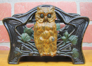 OWL JUDD Co Antique Letter Holder Rack Cast Iron Old Multi Color Painted Finish
