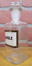 Load image into Gallery viewer, GARGLE Antique Reverse Label Behind Glass Apothecary Bottle Drug Store Pharmacy

