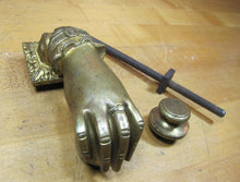 Load image into Gallery viewer, Antique Hand Ball Door Knocker Striker Ornate Architectural Hardware Element
