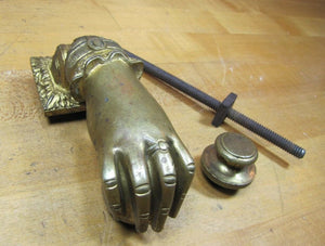 Antique Hand Ball Door Knocker Striker Ornate Architectural Hardware Element