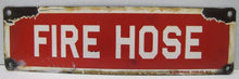 Load image into Gallery viewer, FIRE HOSE Original Old Porcelain Sign READY MADE Co NY Industrial Building Shop
