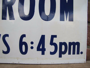 ELMS TEA ROOM Old Porcelain Sign 1st Four Mondays 645pm Restaurant Bakery Ad