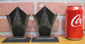 Orig Art Deco Cast Iron Decorative Arts Geometric Bookends 1920s era book ends
