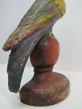 Load image into Gallery viewer, Antique Cast Iron Parrot Doorstop old paint bird door stopper large heavy ornate
