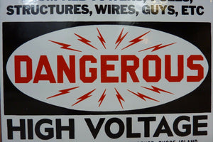 DANGEROUS HI VOLT NARRAGANSETT Elec Co PROVIDENCE RI Old Porcelain 2 Sided SignDANGEROUS HI VOLT NARRAGANSETT Elec Co PROVIDENCE RI Old Porcelain 2 Sided Sign