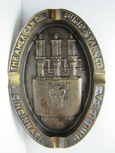 AMERICAN OIL PUMP & TANK Co CINN OHIO USA Old Cast Iron Advertising Tray Ashtray