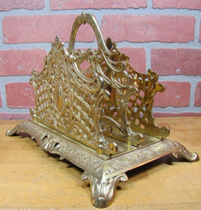 B&H BRADLEY HUBBARD Antique Brass Decorative Arts Letter Holder Magazine Rack