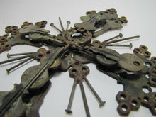 Load image into Gallery viewer, FOR HEAVENS SAKE Folk Art Key Crucifix Cross Nails Keys Ornate Artwork
