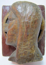 Load image into Gallery viewer, Old Folk Art Head Carved Mans Face Side View Wooden Plaque Religious Crusader
