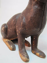 Load image into Gallery viewer, Antique Cast Iron Chocolate Bunny Rabbit Doorstop old paint early 1900s era art
