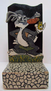 BUGS BUNNY SMOKING CARROT CIGAR Folk Art Wooden Bookend Decorative Art Statue