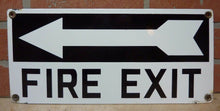 Load image into Gallery viewer, FIRE EXIT Orig Old Porcelain Sign Left Arrow Industrial Safety Gas Station Shop
