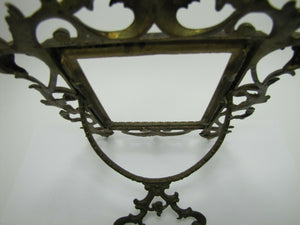 Antique 1890s Art Nouveau Decorative Arts Brass Frame Scrollwork Flowers Easel