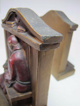 Load image into Gallery viewer, Antique 1920s Scholar Reading Book Bookends ornate detailing old orig paint LVA
