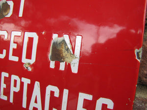 Old Porcelain WASTE MATERIAL Must Be Placed in Proper Receptacles Sign red white