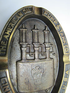 AMERICAN OIL PUMP & TANK Co CINN OHIO USA Old Cast Iron Advertising Tray Ashtray