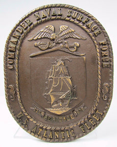 Commander Naval Surface Force U.S. Atlantic Fleet Plaque ornate copper Navy