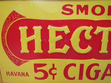 Load image into Gallery viewer, SMOKE HECTOR 5c HAVANA CIGARS c1920 Embossed Tin Advertising Sign MILD &amp; FRAGRANT
