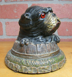 Old BULLDOG Pencil Holder wonderfully detailed desk art KING NEW YORK