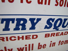 Load image into Gallery viewer, 1960s COUNTRY SQUIRE BREAD Store Display Rack Ad A-M Co Sign WE'RE ALL SOLD OUT
