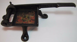 Antique Cast Iron Tobacco Cutter No 0 (zero) smaller hard to find w advertising