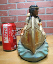 Load image into Gallery viewer, Old Chalkware Native American Indians Canoe Clock Decorative Arts Statue Large
